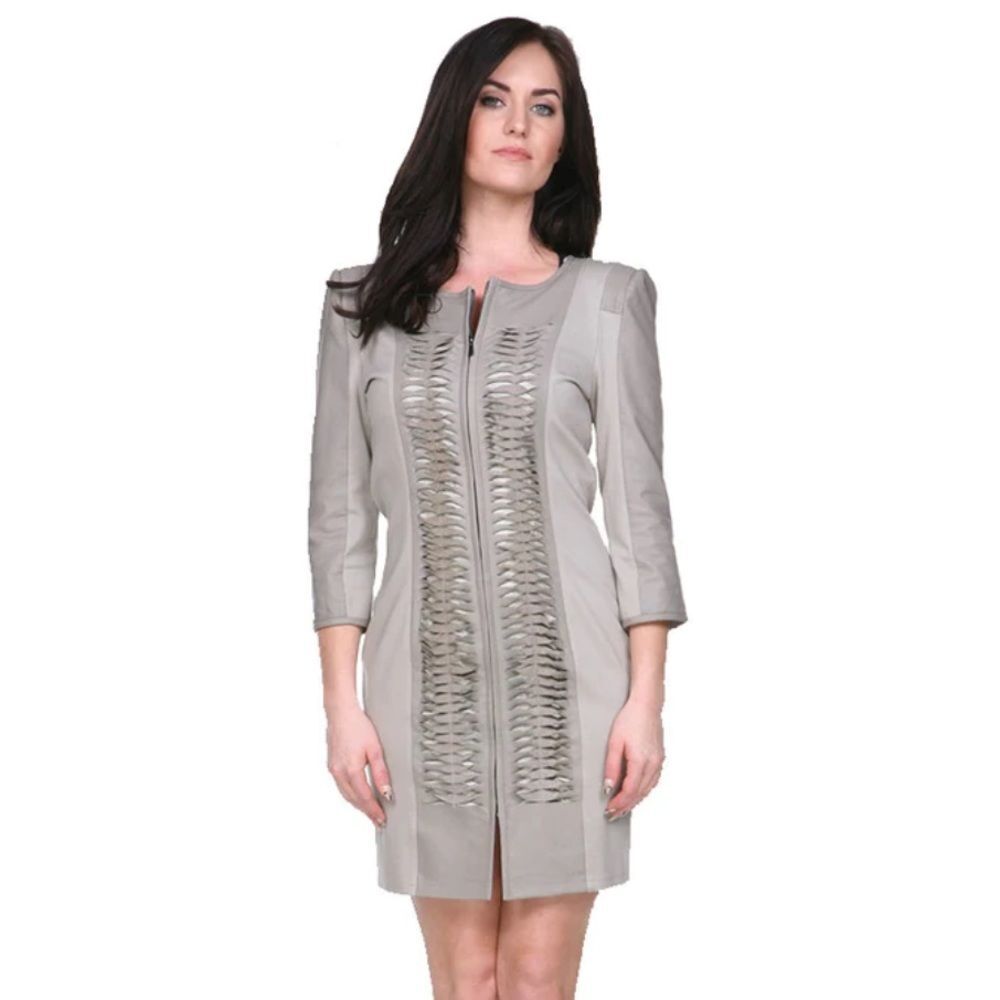 My Tribe Pintucked Leather Lattice Size Medium Ponte Roma 3/4 Sleeve Dress